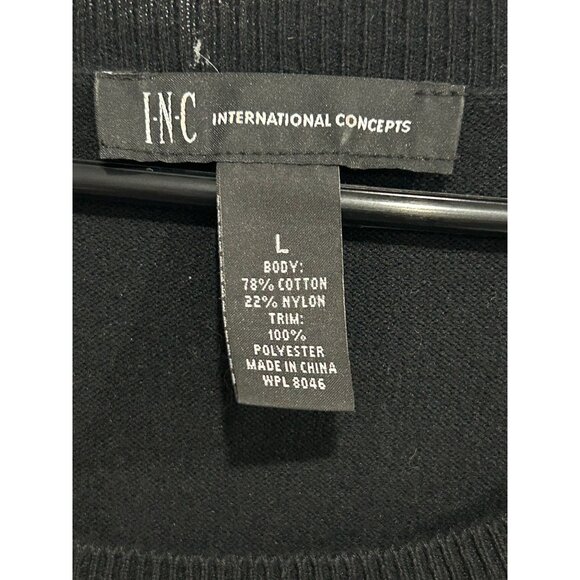 INC International Concepts Black Sweatshirt White Lace Floral Shoulder Size L - Picture 5 of 8